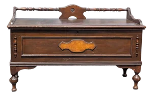 Vintage Jacob Bloom Style Mid-Century Walnut Stained Cedar Chest Storage Bench