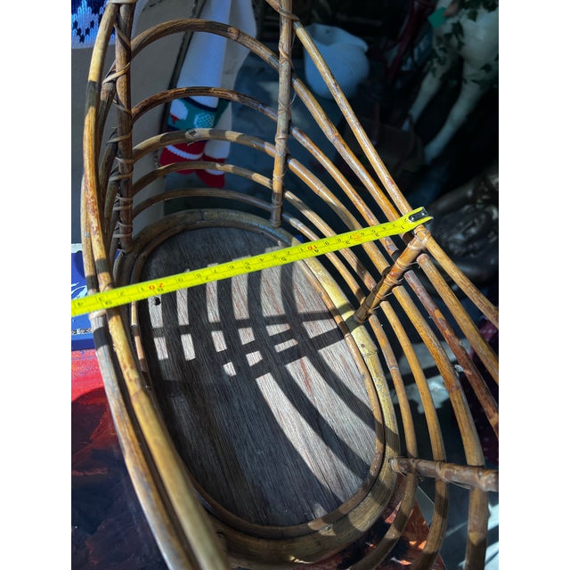 Boho Vintage Wooden Simple Decorative Basket For Sale - Image 4 of 10