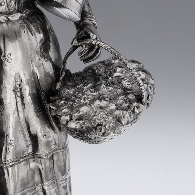 19th Century German Silver Figure of a Fruit Seller, 1880 For Sale - Image 12 of 18