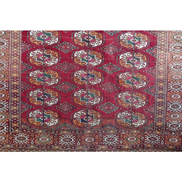 1930s, Authentic Antique Turkmen Tekke Rug 4.4' X 6' For Sale - Image 10 of 14