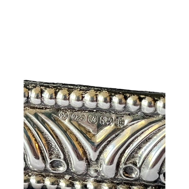 2020s New Hallmarked Italian Sterling Silver Beaded & Fluted Picture Frame – 4x6 – After Buccellati Ralph Lauren For Sale - Image 5 of 12