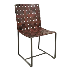 Pottery Barn Modern Thomas Brown Leather Strap Dining Side Chair
