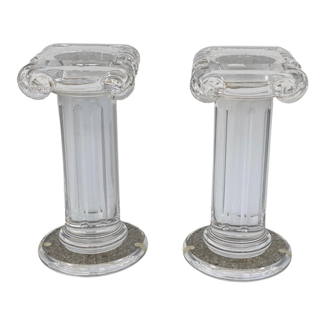 Late 20th Century Pair of Classical Style Lucite Pedestals by FabianArt For Sale