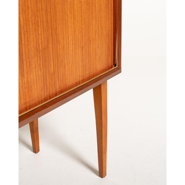 Metal Scandinavian Teak Bar Cabinet with Shutter, 1950s For Sale - Image 7 of 11