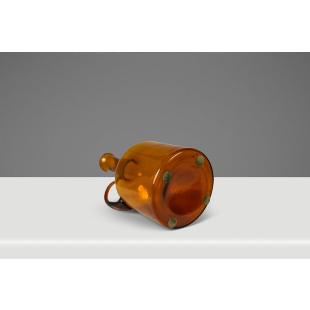 1970s Mid-Century Modern Abstract Studio Craft Amber Blown Glass Pitcher / Bottle / Bud Vase / Vessel, Usa, C. 1970s For Sale - Image 5 of 12