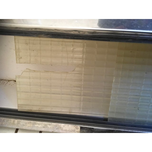 1960s Vintage 28x36” Bathroom Vanity Chrome Framed Mirror Medicine Cabinet Door Damage For Sale - Image 5 of 5