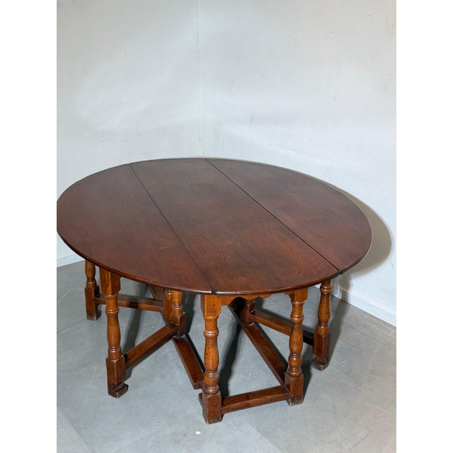Wood Antique Oak Gateleg Dining Table For Sale - Image 7 of 8