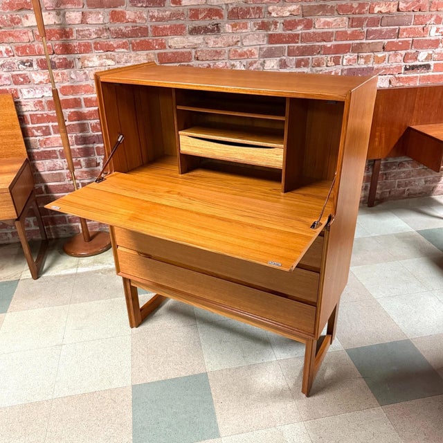Mid 20th Century Mid-Century Modern Teak Secretary Desk Attributed to Turnidge For Sale - Image 5 of 8