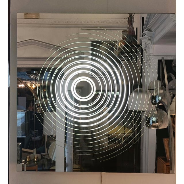 Mid-Century Modern Backlit Mirror with Optical Screen Prints, Italy, 1970s For Sale - Image 3 of 9