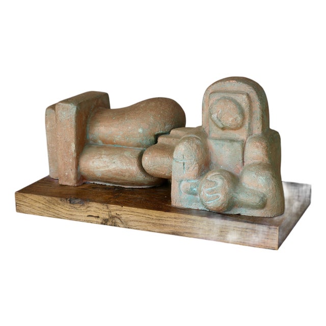 Pietro Cascella, Modernist Sculpture, 1960s, Terracotta on Oak Base For Sale