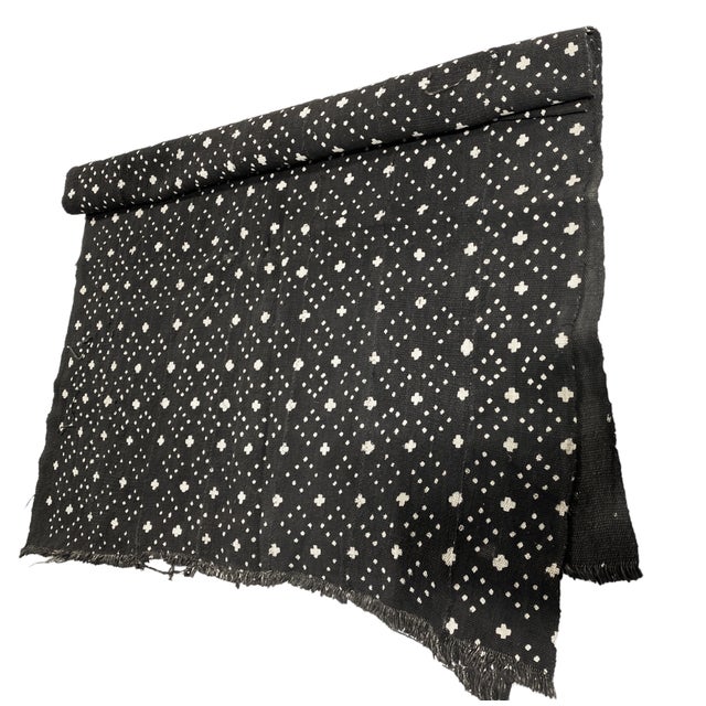 Superb vintage African 100 % Cotton black and white mud cloth Fabric with geometric design Hand Woven, Hand Sewn and Hand...