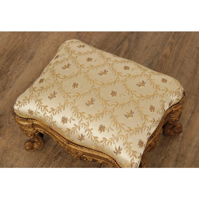 Cream Antique Victorian Cast Iron Gilt Rococo Style Footstool For Sale - Image 8 of 13