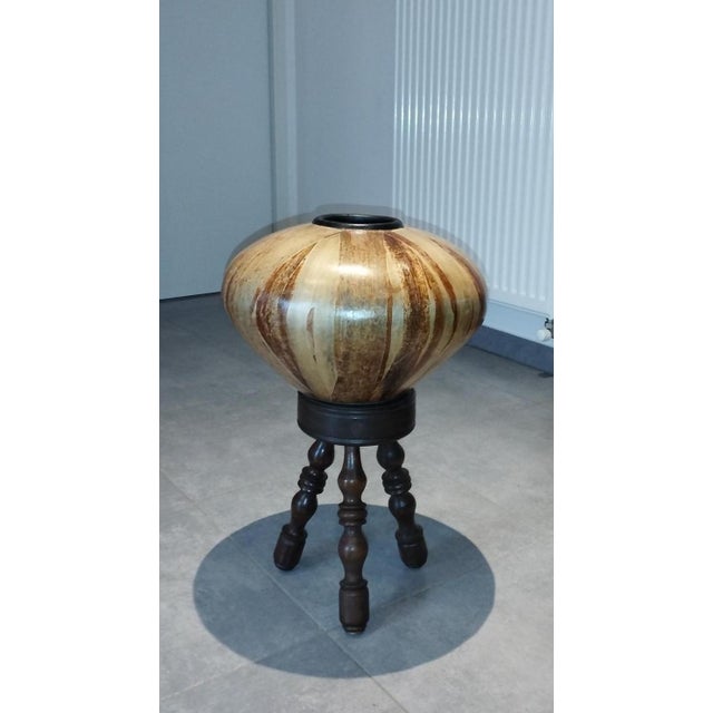 Large Vintage Vase in Leaves, 1950s For Sale - Image 3 of 18