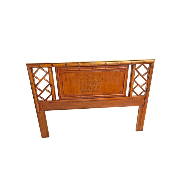 Thomasville Vintage Faux Bamboo Aloha Full Headboard Attributed to Thomasville For Sale - Image 4 of 7