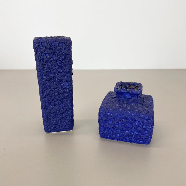 Article: Pottery ceramic vase, set of 2 Producer: Silberdistel Ceramic, W. Germany Decade: 1970s Original vintage 1970s...
