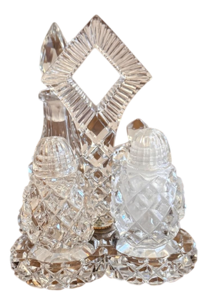Antique Edwardian Cut Glass Cruet, 1900, Set of 5