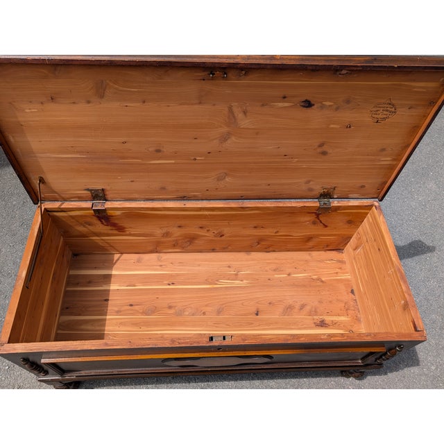 Vintage Jacob Bloom Style Mid-Century Walnut Stained Cedar Chest Storage Bench For Sale - Image 4 of 10
