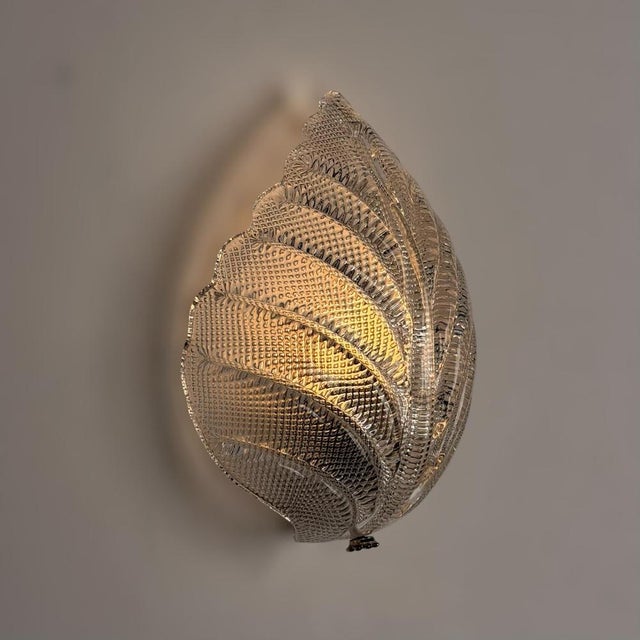 Vintage Leaf Wall Light by Fritz Kurz for Orrefors, Sweden, 1970s For Sale - Image 3 of 18