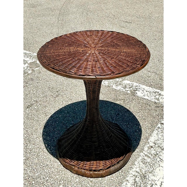 Vintage Woven Rattan Drinks Table For Sale - Image 9 of 12