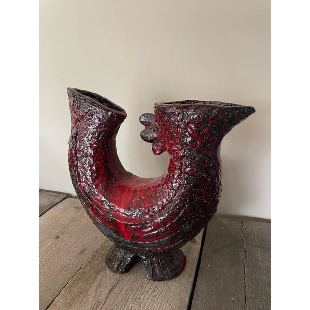 Maroon Red Ceramic Rooster, 1960s For Sale - Image 8 of 8