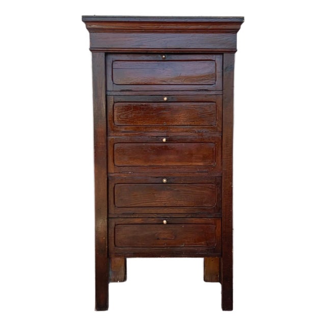 Mid 20th Century French Art Deco Filling Cabinet with Five Folding Fronts For Sale