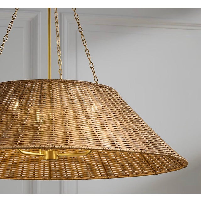 Wood Contemporary Visual Comfort Large Woven Hanging Shade For Sale - Image 7 of 7