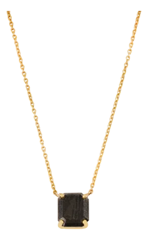 1.82 Carat Natural Black Diamond Solitaire Pendant Necklace in 18k Yellow Gold