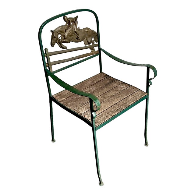 Vintage Equestrian Bronze Leaping Horse Chair For Sale