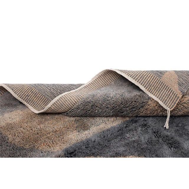 Brown Absatract Hand-Knotted Wool Rug by Azele Studio For Sale - Image 8 of 11