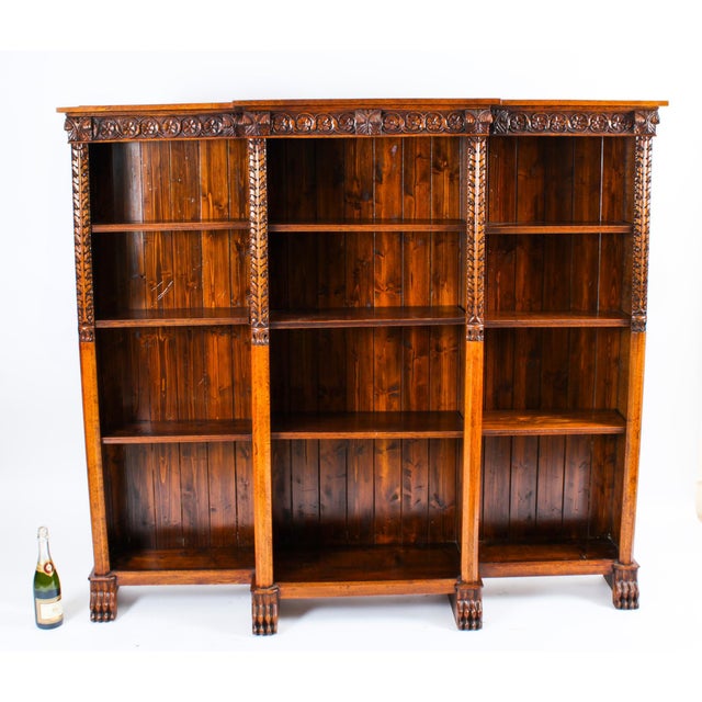 Antique Victorian Open Breakfront Bookcase, 1800s For Sale - Image 16 of 18
