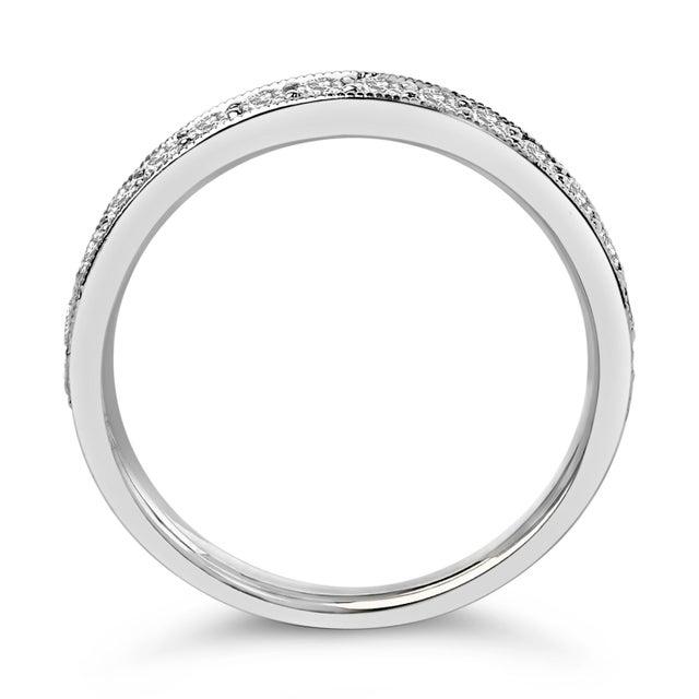 Early 21st Century 14K White Gold 1/2 Cttw Round Diamond Milgrain Wedding Band - Size 6 For Sale - Image 5 of 7