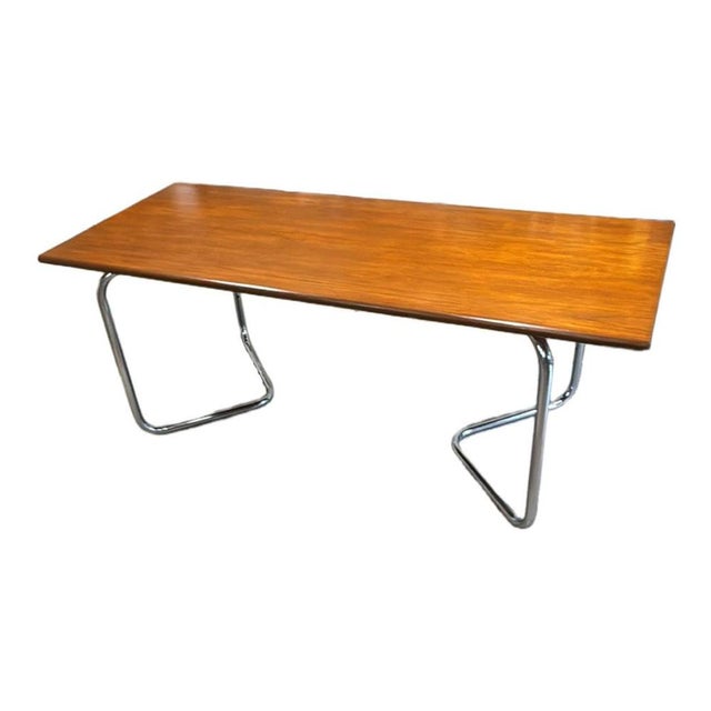 Wood Teak and Chrome Dining Table by Terence Conran for Habitat, 1980s For Sale - Image 7 of 7