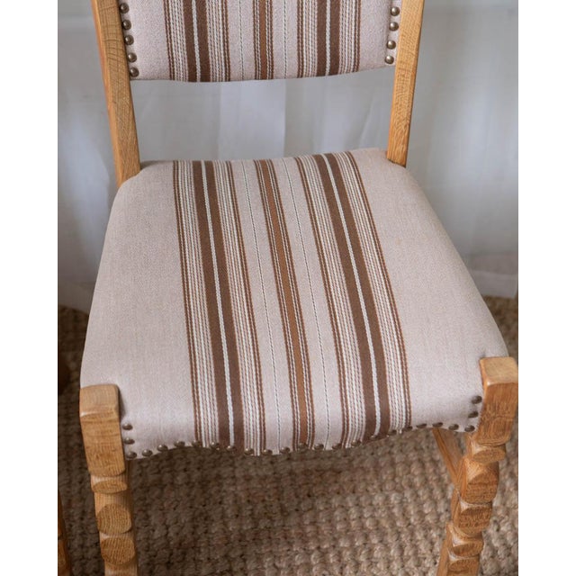 Brown 1970s Henning Kjaernfulf Style Danish Oak Dining Chairs With Wool Upholstery - Set of 6 For Sale - Image 8 of 18