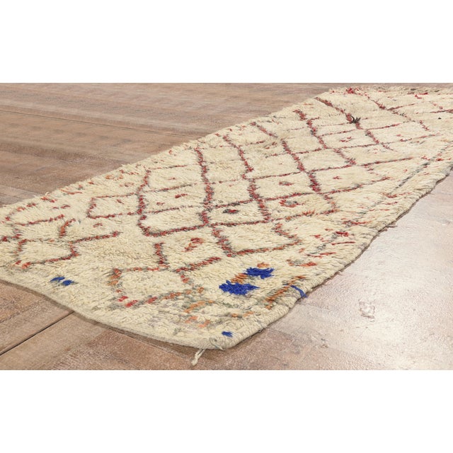 Beige Vintage Azilal Boucherouite Moroccan Rug, 03'06 X 08'08 For Sale - Image 8 of 10