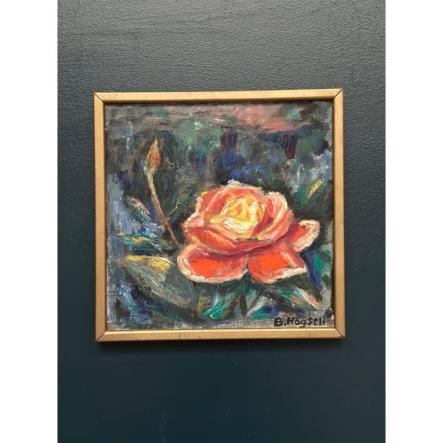 B. Högsk, Yellow Rose, 1960s, Oil on Canvas, Framed For Sale - Image 4 of 12