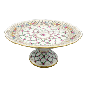 Antique German Carl Thiem Dresden Reticulated Porcelain Footed Dessert Tazza/Compote