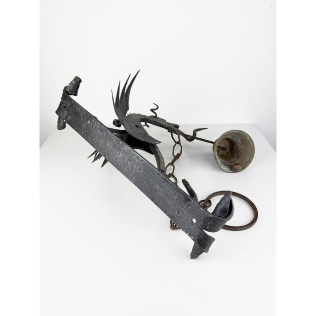 Vintage Gothic Style Wrought Iron Wall-Mounted Dragon Doorbell, 1950s For Sale - Image 14 of 15
