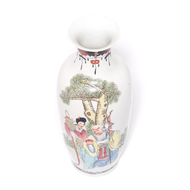 Pair of Petite Antique Chinese Famille Rose Longevity Vases For Sale In Chicago - Image 6 of 11