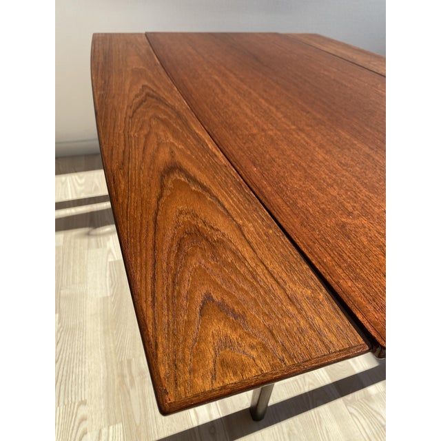 Brown Danish Teak Drop-Leaf Københavnerbord Table, Denmark, 1960s For Sale - Image 8 of 18