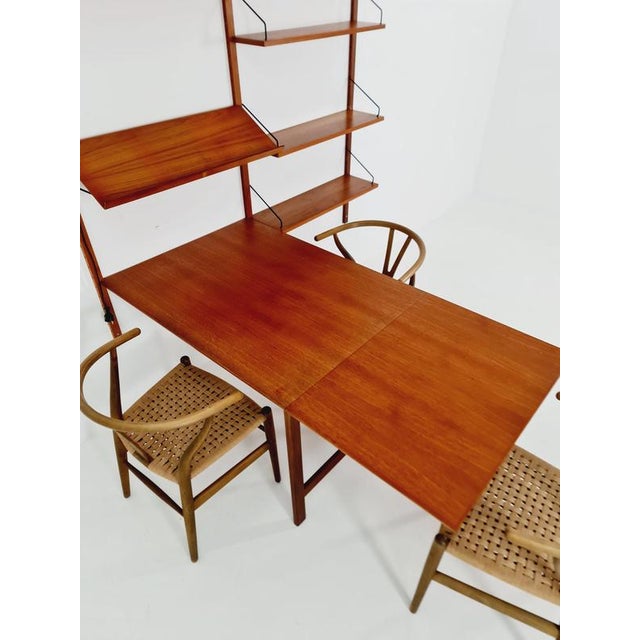 Large Mid-Century Danish Teak Wall Unit with Showcase and Dining Table or Desk by Poul Cadovius for Cado, Denmark, 1960s For Sale - Image 3 of 18