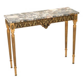 Vintage French Console Table in Gilt Wood with Marble Top, 1930 For Sale