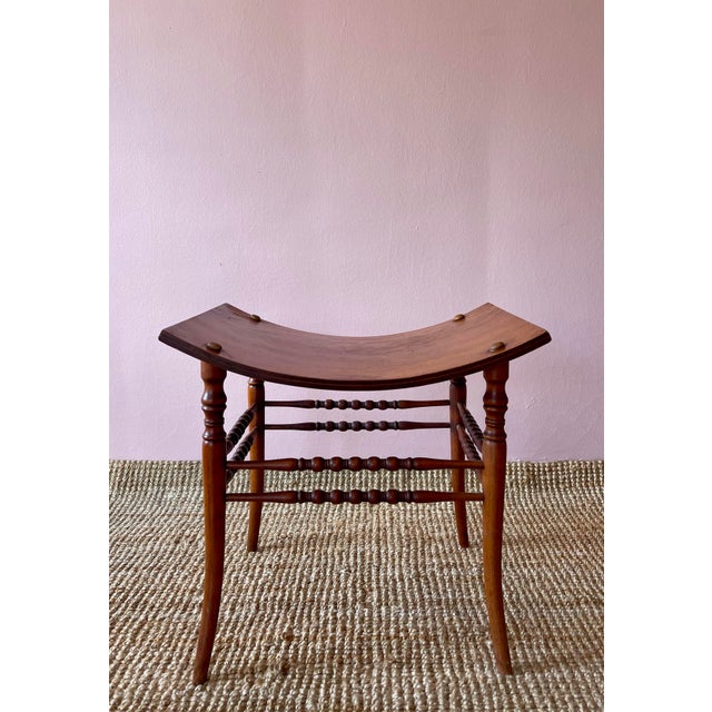 Wood Early 20th Century Antique Egyptian Revival Bentwood Thebes Stool For Sale - Image 7 of 10
