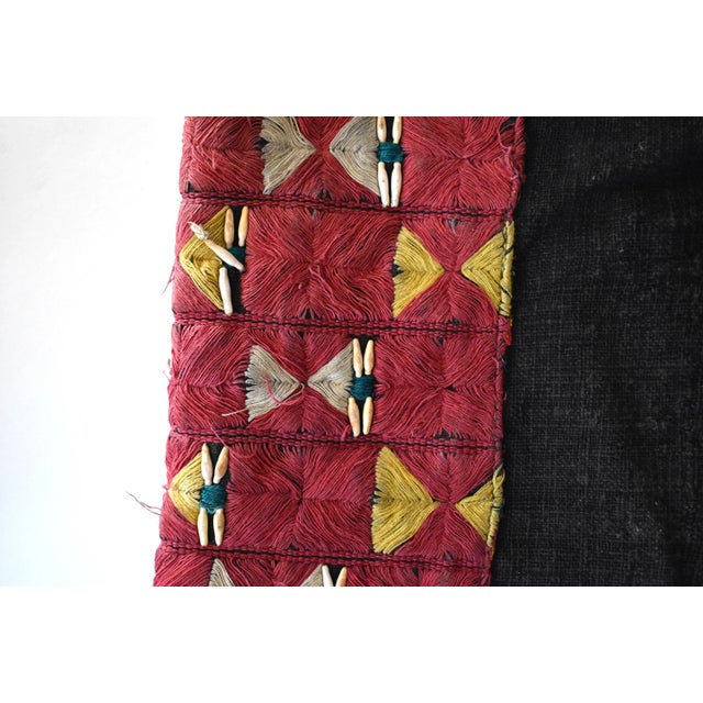 Textile Vintage Thai Hand-Embroidered Geometric Pillow Cover For Sale - Image 7 of 9