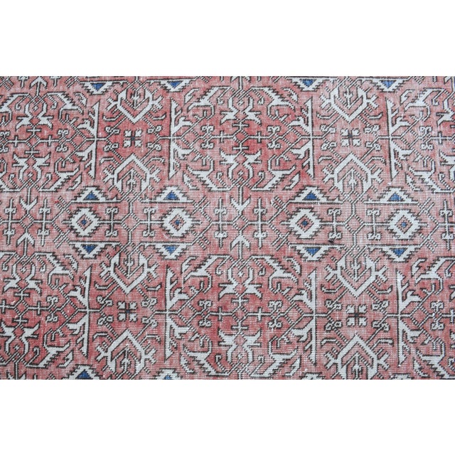 1970s Vintage Persian Handmade Wool Cotton Light Red Area Rug For Sale - Image 4 of 11