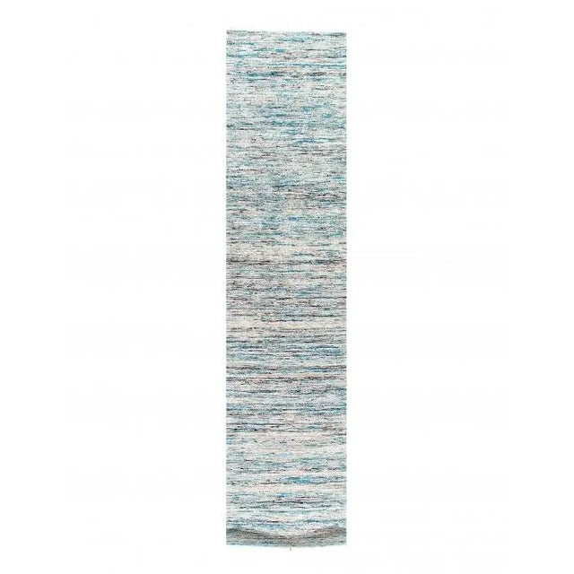 Pasargad Turquoise Sari-Silk Modern Flat Weave Runner 2'4'' X 10 For Sale - Image 4 of 4