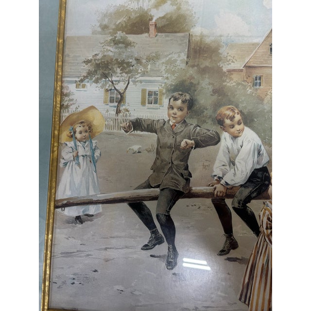 This is a large antique chromolithograph print entitled "A Day in the Country", believed to have been printed in 1893 by...