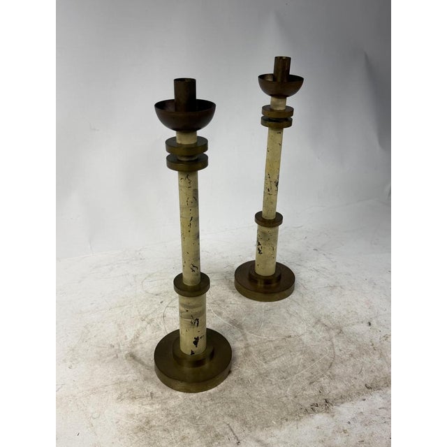 Art Deco Brass Candleholders, 1920s, Set of 2 For Sale - Image 11 of 14
