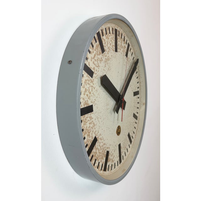 1960s Large Grey Industrial Station Wall Clock from CTW, 1960s For Sale - Image 5 of 18