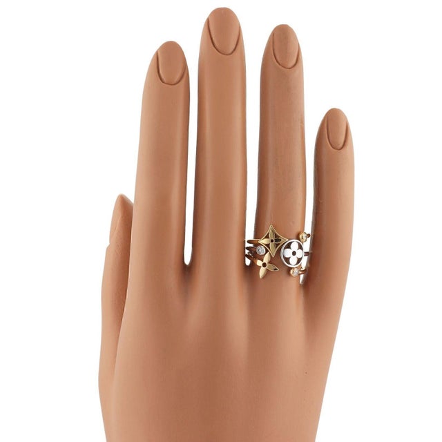 Late 20th Century Louis Vuitton Idylle Blossom 18k 3 Golds & Diamonds Ring - Size 6 For Sale - Image 5 of 5