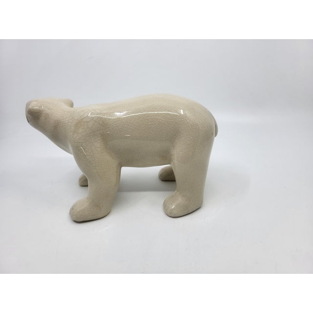 Art Deco Polar Bear Model in Crackled Ceramic by L&V Ceram, 1920s For Sale - Image 4 of 12